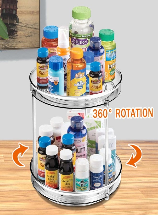 Amolliar 2 Tier 9 Inch Lazy Susan Turntable Organizer for Cabinet,Spice Rack Food Storage Container for Kitchen, Pantry, Fridge, Countertop, Vanity, Bathroom, Spinner Organizer for Spices, Condiments - Image 3